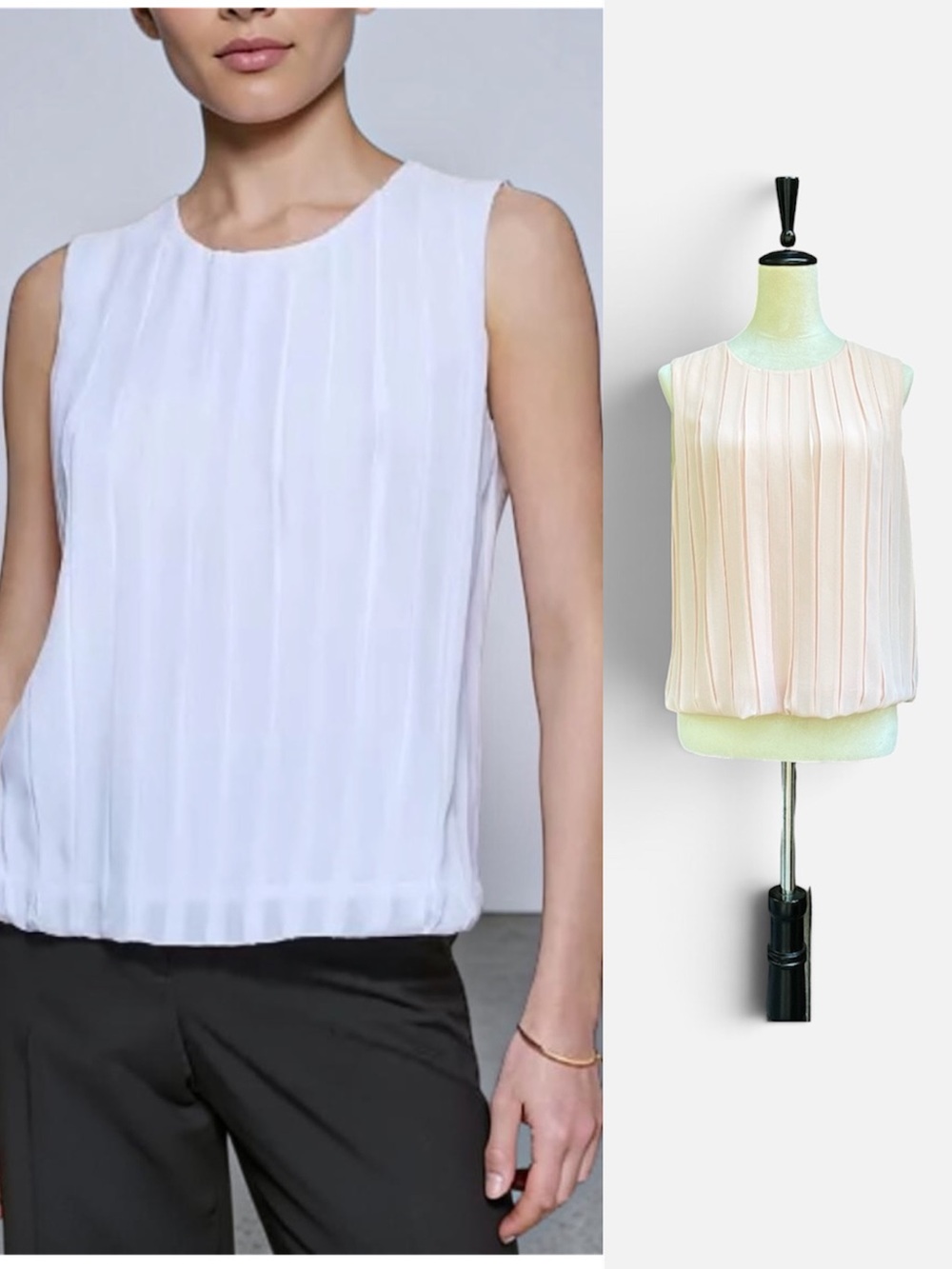 Calvin Klein Sleeveless Pleated Bubble Hem Blouse in Blush Pink Size Small NEW